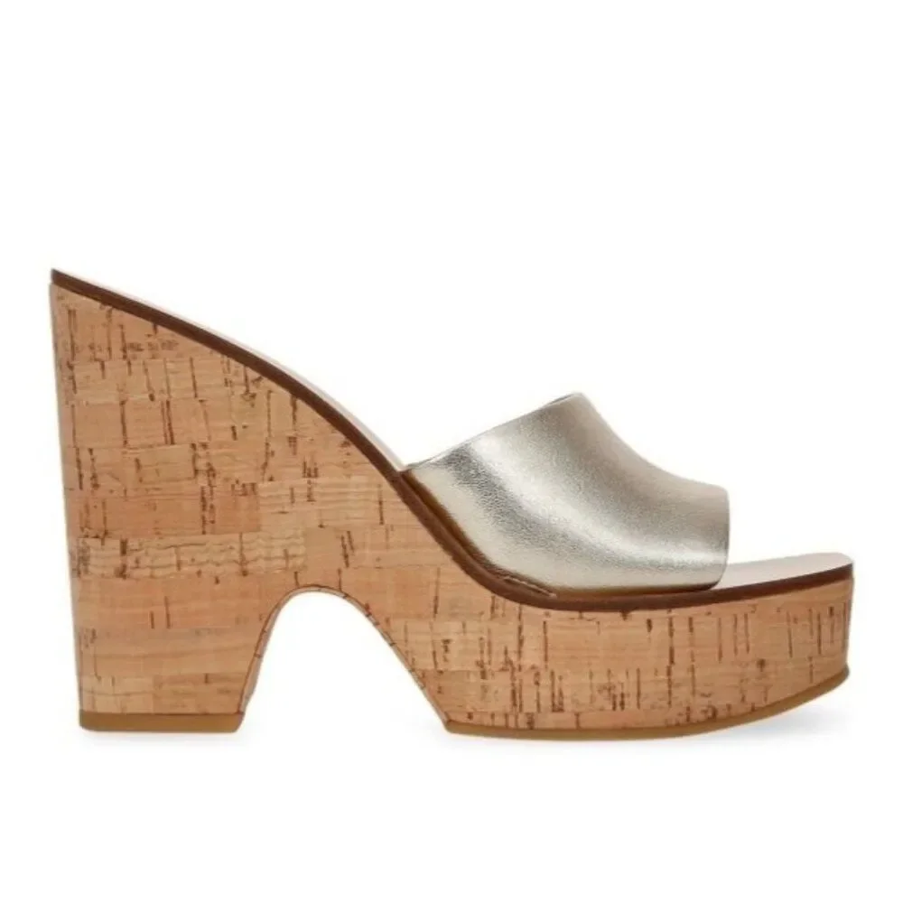 Veronica Beard Paulita Platform Wedge Sandals In Gold Size 9